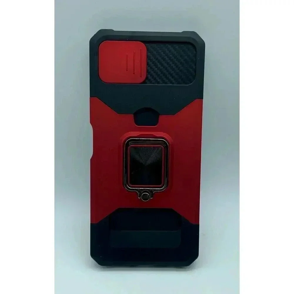 Premium Kick Stand Cardholder Case for Samsung‎ A22 5G Shockproof Black & Red